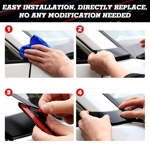 Exterior Front Side Door Window A Pillar Molding Cover Trim Compatible With Toyota RAV4 2019-2024,Carbon Fiber Pattern