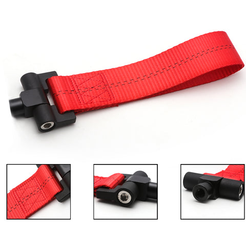 Blue / Black / Red JDM Style Tow Hole Adapter with Towing Strap for Mercedes C S ML CLA GLA Class