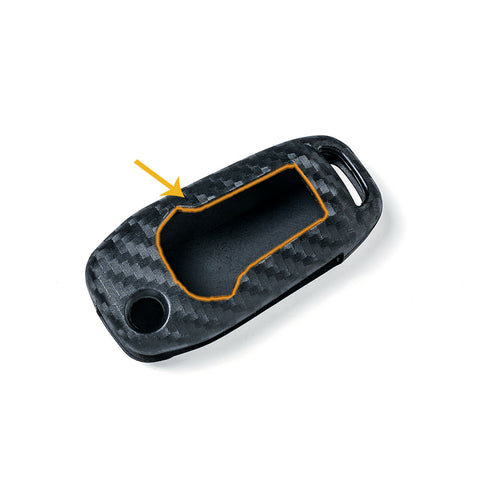 Carbon Grain TPU Key Fob Cover Case with Keychain for Ford F-150/F-Series Flip Key 2015-up