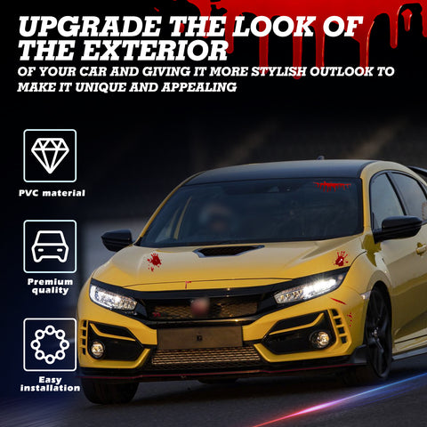 2 Sheets Bloody Dripping Horror Handprint Car Rear Windows Bumper Film Stickers