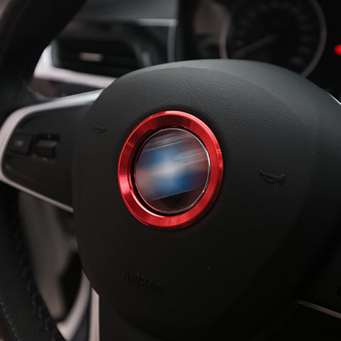 Red Aluminum Steering Wheel Logo Emblem Ring Cover For BMW 1 3 4 5 7 Series