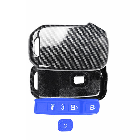 5-Button Carbon Fiber Texture Full Covered Remote Key Skin For Kia Seltos 2018+