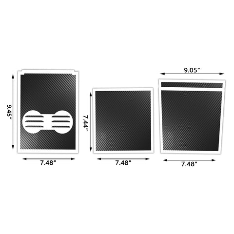3pcs for Tesla Model 3 Center Console Wrap Sticker, Armrest Cup Holder Box Panel Trim, Protective Film Anti-Scratch Decal, Black Color Carbon Fiber Pattern / Matte Black / Matte White / Brushed Silver