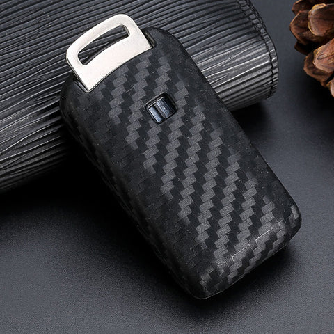 for Mitsubishi Outlander Key Fob Cover with Keychain - Carbon Fiber Pattern Soft Silicone Key Fob Case Holder Fit Mitsubishi Lancer Evolution