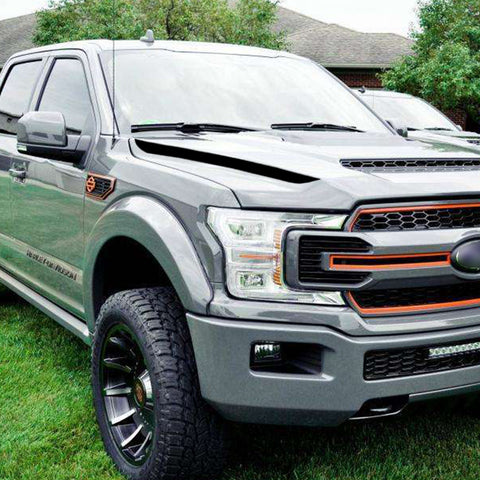 Glossy Black / Matte Black / Glossy Red Hood Spear Cowl Stripe Graphic Vinyl Decal Sticker for Ford F150 F-150 2015-2019