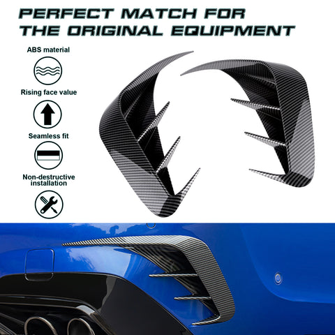 Carbon Fiber Texture Side Rear Bumper Lower Spoiler Air Vent Cover Trim For BMW 3 Series G20 2019-2021