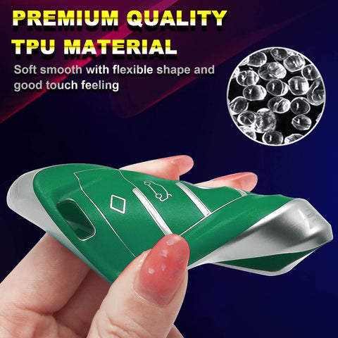For BMW Key Fob Cover,Soft TPU Full Protection Key Fob Case for BMW 2 3 5 6 7 Series X1 X2 X3 X4 X5 X6 X7 Keyless Entry Smart Remote Control, Green