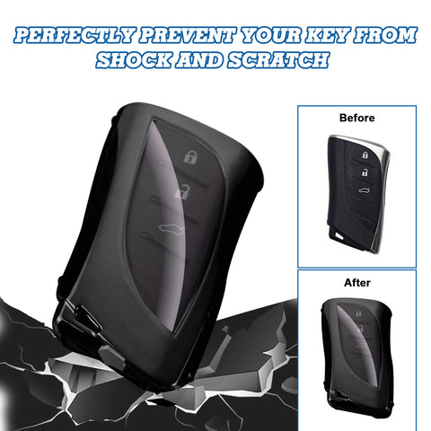 Black TPU Full Protect Remote Control Key Fob Cover For Lexus ES350 2018-2022