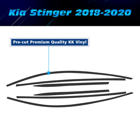 Carbon Fiber Texture Vinyl Pre-Cut Window Strip Cover For Kia Stinger 2018-2020