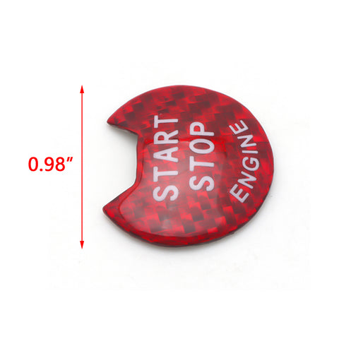 Red Real Carbon Fiber Keyless Engine Start Stop Push Button Cover Trim for Infiniti Q50 Q60 QX60 2014-up, Engine Ignition Push Start Button Cap for Nissan Altim Maxima Pathfinder 2013-up