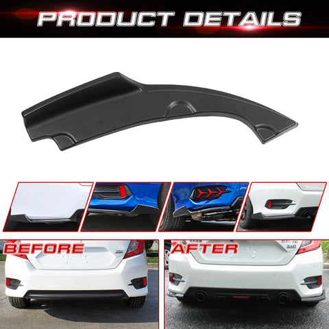 Sedan Rear Bumper Side Skirt Lip Splitter Glossy Black For 2016-2021 Honda Civic 4 Door Sedan Model