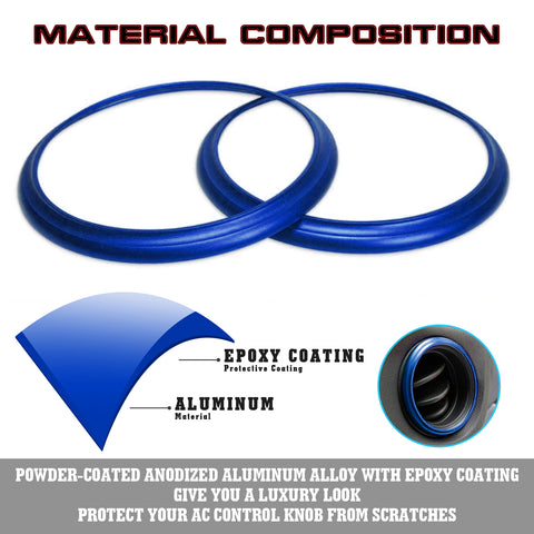 For Toyota 86 2017-2021 Blue Aluminum AC Air Vent Ring Surronding Cover 2pieces