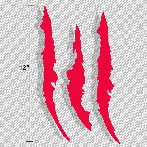 12 inch Vinyl Headlight Taillight Claw Scar Scratch Decal Monster Stripe Decor Sticker Black/ Green/ Red/ Silver