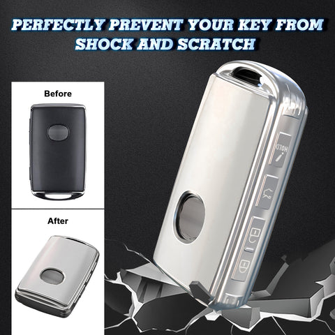 White TPU Sand Leather Full Protect Remote Key Fob Cover For Mazda CX-9 2020-23