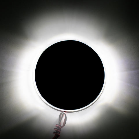 1x Ultra White Color 82mm Truck Hood Emblem - Round LED Illuminated Emblem Background Light Lighting Kit For BMW 3 4 5 6 7 X M Z Series X3 X5 X6