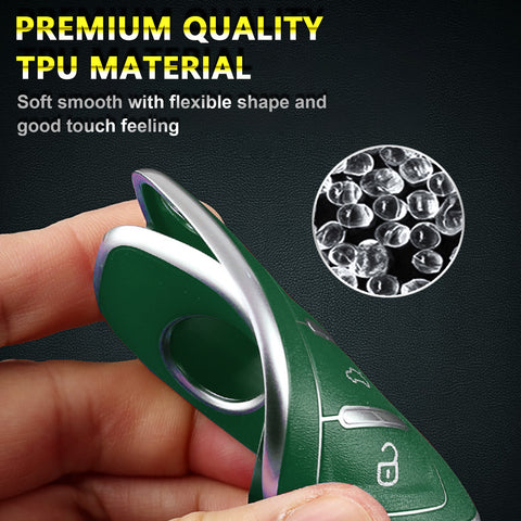 Key Fob Cover for VW Volkswagen Golf GTI Passat Beetle Tiguan Polo EOS Jetta MK1-MK6 3 Buttons,Soft TPU Full Protection Key Shell Case Smart Remote Entry,Green