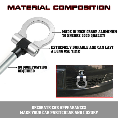 Silver Track JDM Style Aluminum Tow Hook For BMW 2 3 4 Series Mini Cooper F55 R60