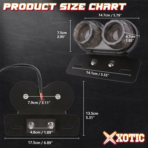 Motorcycle 40-LEDs Smoke Lens Integrated Dual Tail Light Running Lamp Brake Stop & Turn Signal License Plate Lamp w/ License Plate Bracket