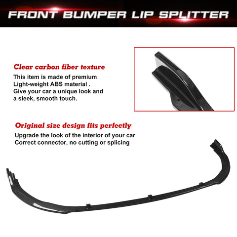 Black Carbon Fiber Style Front Bumper Lip Splitter Trim For Camry SE XSE 2018-up