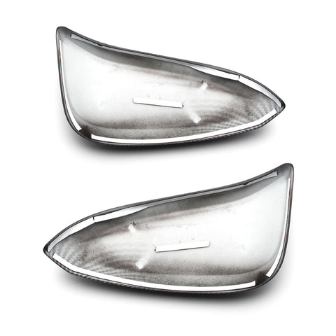 2pcs Carbon Fiber Style Side Mirror Cover Trim Direct Add-on Cap for Toyota RAV4 2016-2018