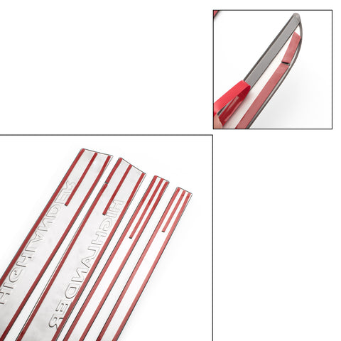 4x Stainless Steel Car Body Door Side Molding Trim Cover for Toyota Highlander 2014-2019