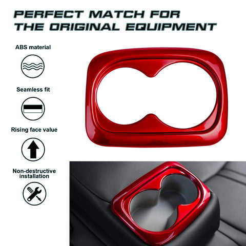 Red Interior ABS Water Cup Holder Cover Trim For Honda Civic 10th-11th 2016-2022