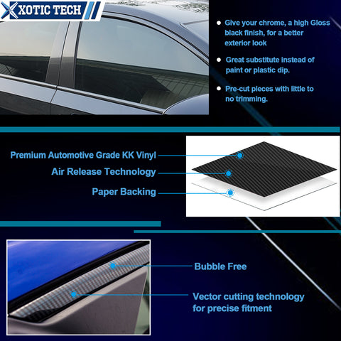 Window Trim Chrome Delete Blackout Overlay Pre-cut Genuine Vinyl KK For Toyota Camry 2018-2025 - Carbon Fiber Pattern