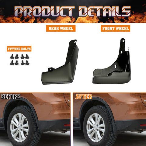 4X Front Rear Mud Flaps Kit Splash Guards Direct Fit For Nissan Rogue 2014-2020