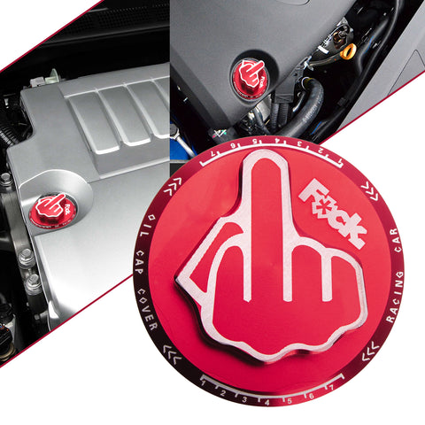 Red Alloy Middle Finger Fuel Tank Gas Box Cap Cover For Toyota Camry RAV4 C-HR