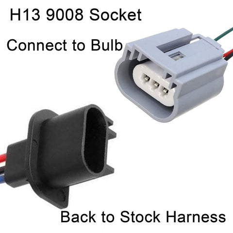 H13 9008 Adapter Extension Wiring Harness Sockets For Headlights Fog Lamps Retrofit
