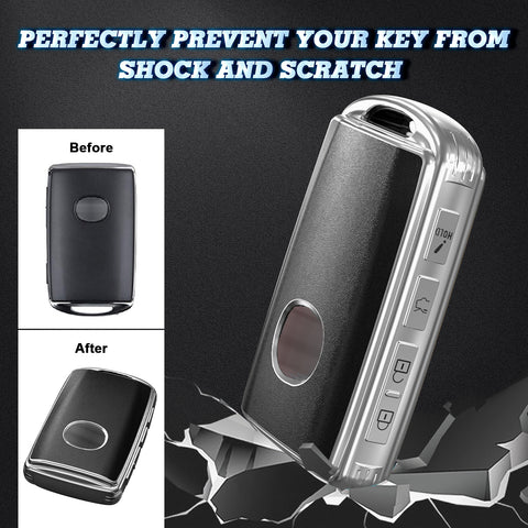 Black TPU Sand Leather Full Protect Remote Key Fob Cover For Mazda CX-9 2020-23