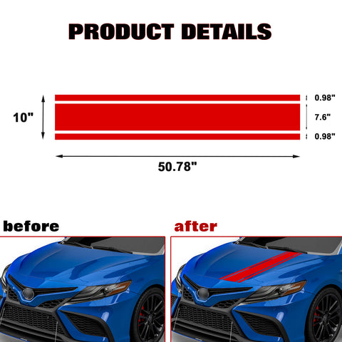 3X Red KK Vinyl Front Hood Bumper Fender Trunk Stripe Stickers Decals For Car