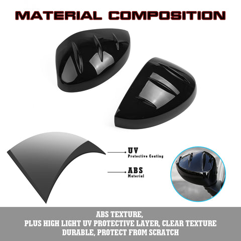 2Pcs Glossy Black Rearview Side Mirror Overlay Cover Trim For Honda Civic 2022