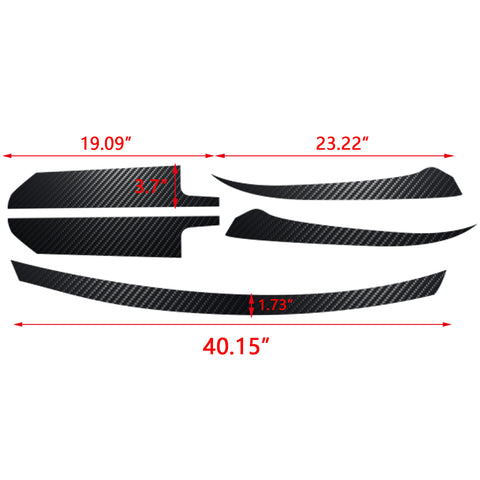 5pcs Red / Carbon Fiber Style Vinyl Front Hood Grille Grill Molding Trim Sticker Decal for Honda Accord 2018 2019