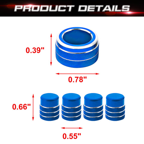 Xotic Tech 5PCS Centre Console AC Air Vent Knob Trim + GPS Navigation Knob Ring Cover Decoration Combo Kit Compatible with Honda Civic 11th Gen 2022 (Blue)