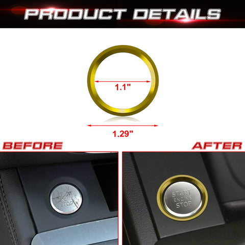 Aluminum Keyless Start Engine Stop Push Button Surrounding Ring Decoration Cover Trim Compatible with Audi A4 A5 A6 A7 Q5, etc (Gold)