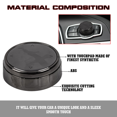 Console Multimedia Knob Switch Button Cover Trim Compatible with BMW 2 3 4 5 7 X3 X4 X5 X6 5-Button iDrive(Black)