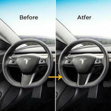 For Tesla Model 3 2017-2023 & Model Y 2020-up Carbon Fiber Interior Steering Wheel Cover Decal Decoration Overlay Sticker