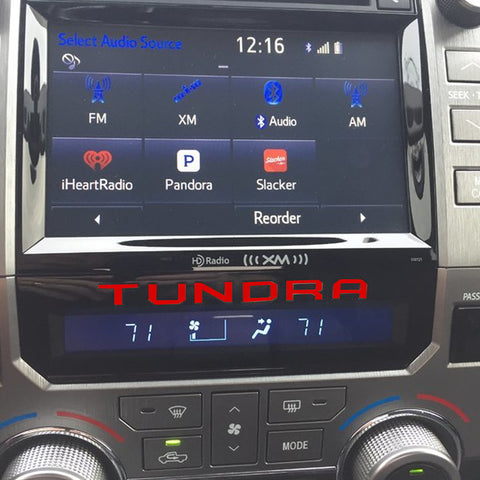 Red / White Dashboard Radio Letter Insert Overlay Vinyl Decal Sticker for Toyota Tundra 2014-2019