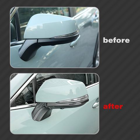 Exterior Rearview Side Mirror Strip Cover Trim Set For Toyota RAV4 2019-2024, Carbon Fiber Pattern