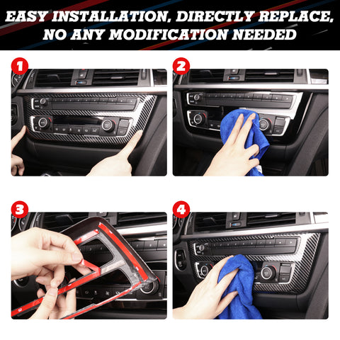 Carbon Fiber Style Center Air Condition CD Panel Decor Cover Trim Compatible With BMW 3 4 Series F30 F31 F34