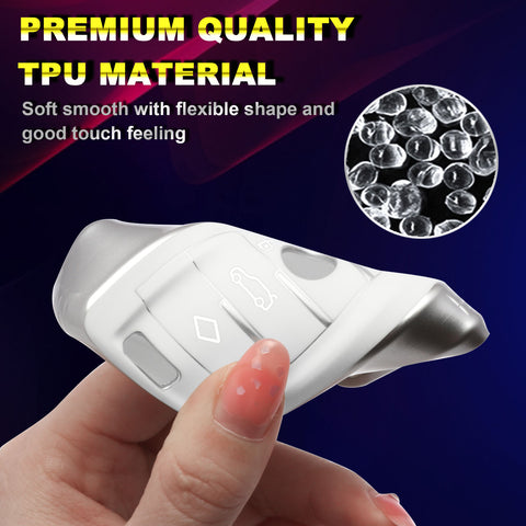 1Pc White Anti-Fingerprint Remote Control Keyless Cover Case Protector For BMW