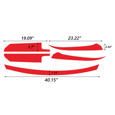 5pcs Red / Carbon Fiber Style Vinyl Front Hood Grille Grill Molding Trim Sticker Decal for Honda Accord 2018 2019