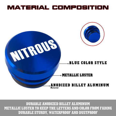 NITROUS Cigarette Lighter Push Button Plug Replacement Cover, Aluminum Blue, Fit Cars Trucks SUVs with 12V Power Source