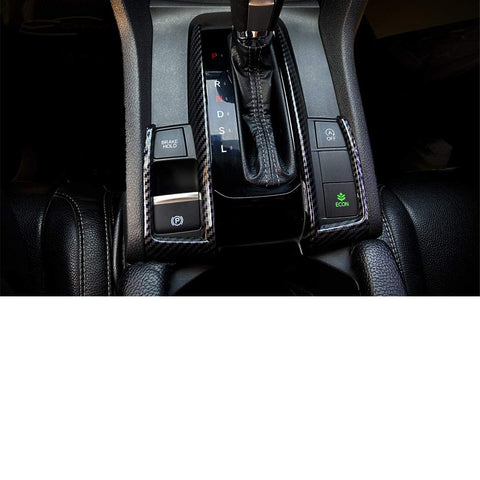 Carbon Fiber Pattern Gear Shift Frame Cover For Honda Civic 10th Gen 2016-21