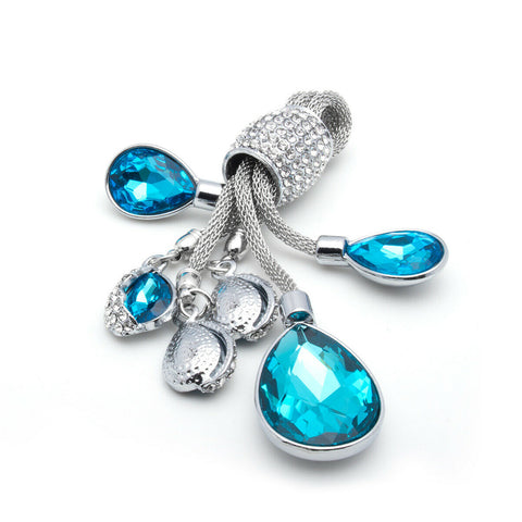 Crystal Keychain Key Chain for Women Ladies Girls, Teardrop Water-drop Shining Car Key Fob Bling Keychain Ring Strap, Blue