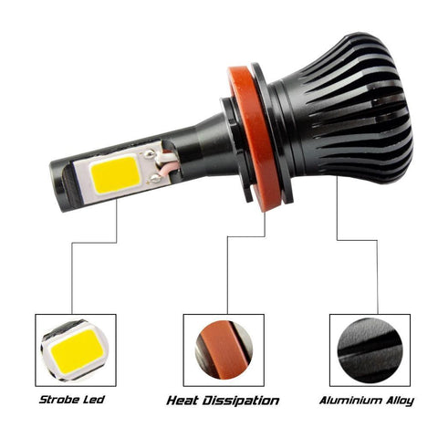 2pcs Golden Yellow LED Fog Light Bulbs w/ Flashing Strobe Function