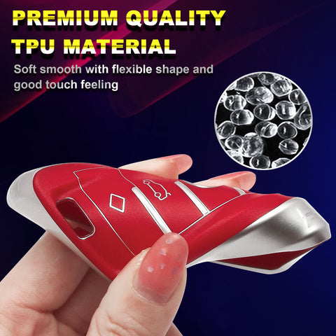 For BMW Key Fob Cover,Soft TPU Full Protection Key Fob Case for BMW 2 3 5 6 7 Series X1 X2 X3 X4 X5 X6 X7 Keyless Entry Smart Remote Control, Red