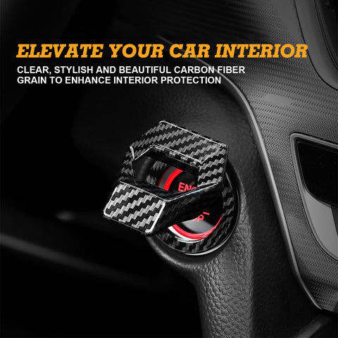 Carbon Fiber Aluminum Engine Start Stop Push Button Ignition Decor Trim Cover