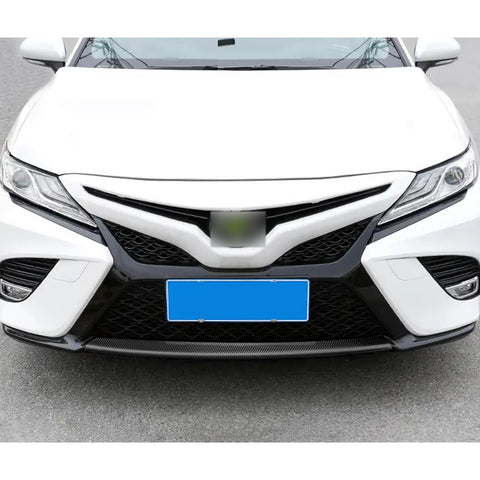 Black Carbon Fiber Pattern ABS Front Grille Lip Cover For Toyota Camry 2018-2020
